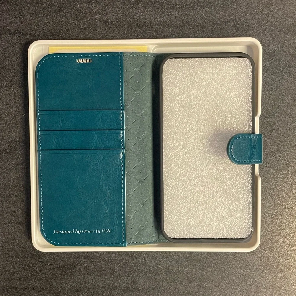 OCASE iPhone 12 / 12 Pro Wallet Case RFID PU Leather Flip Kickstand Peacock Blue